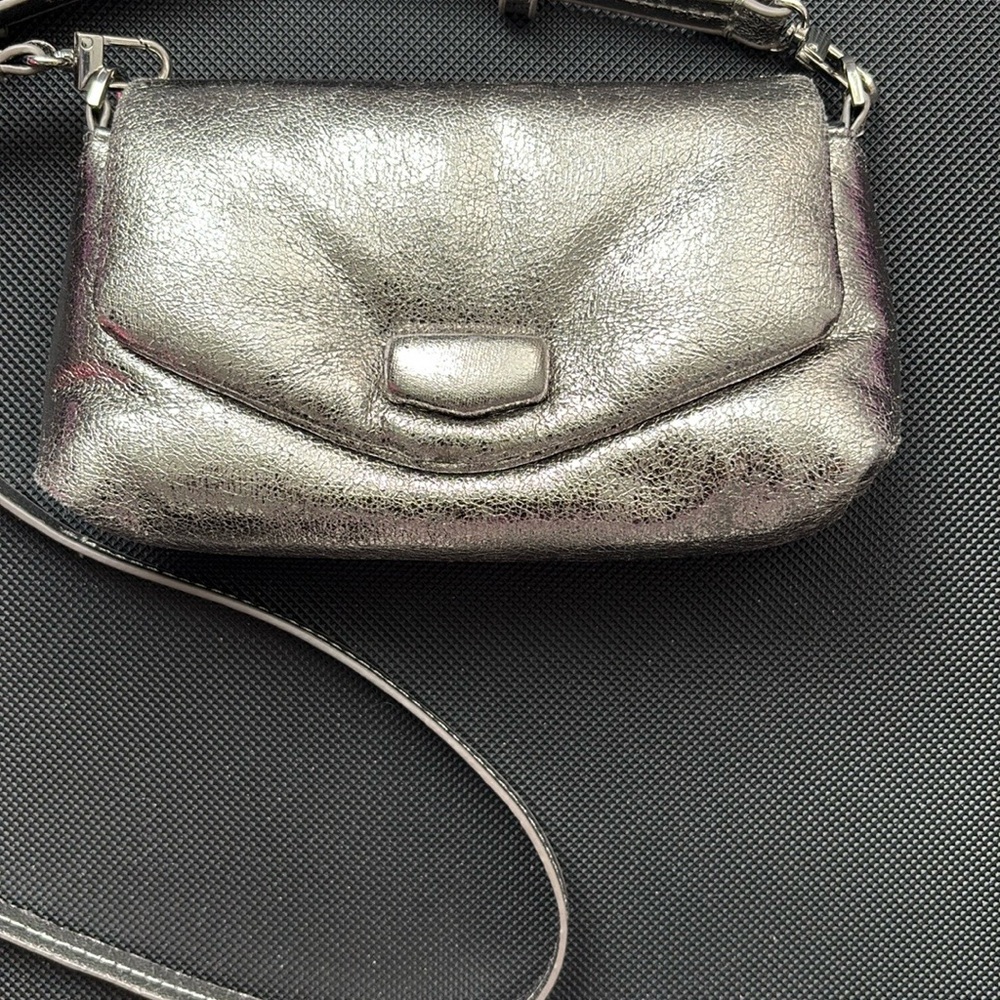 ZARA Metallic Silver puffy clutch